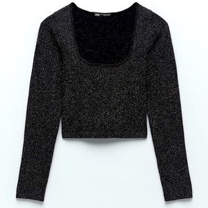 SOLD // Zara Black Sparkly contour collection top